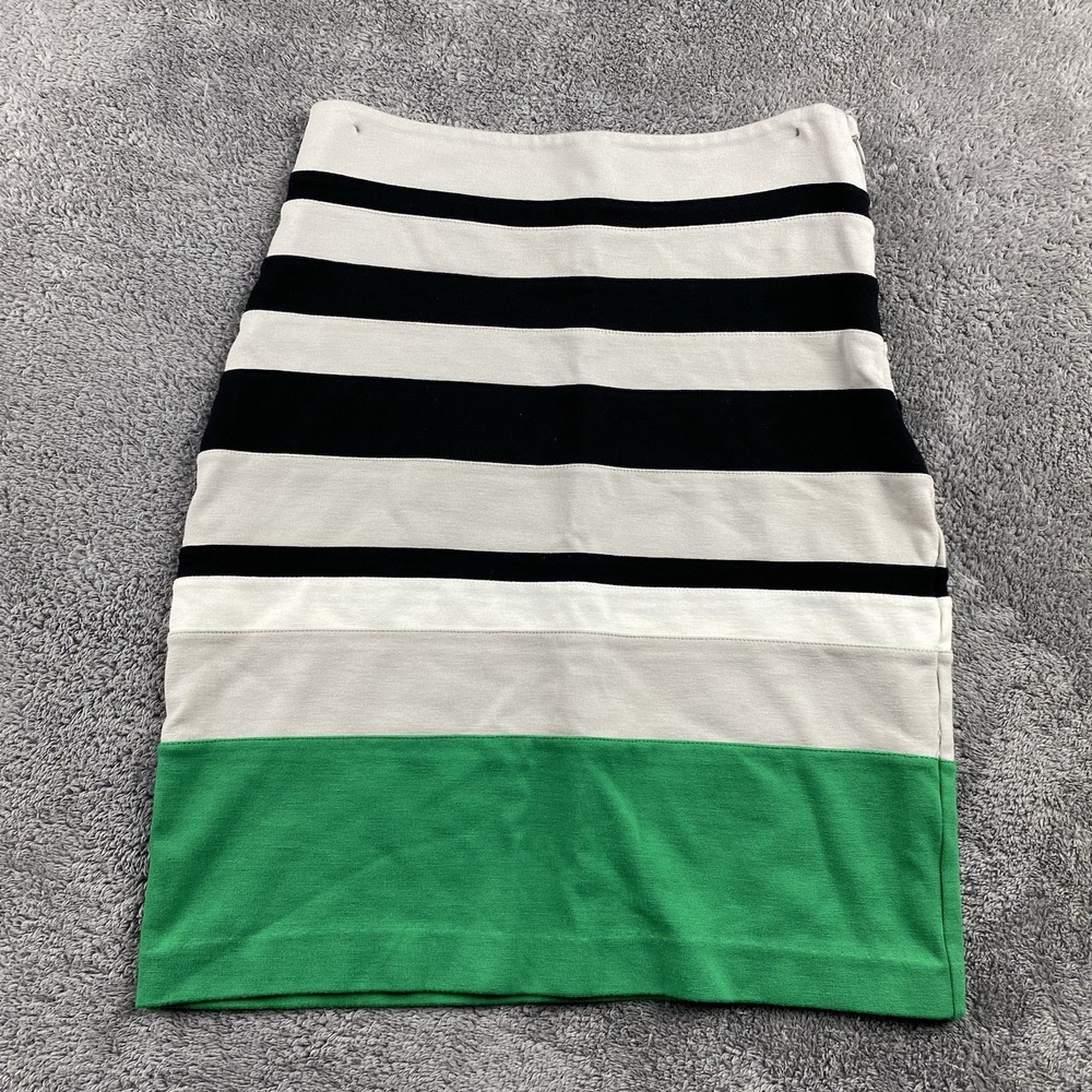 Express Striped Career‎ Skirt Womens 00 Green Beige Side Zip